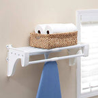 ez shelf diy expandable closet shelf & rod - 19.5? - 29" - white - mounts to back wall (floating) with 2 end brackets -easy to install-strong-wire shelving alternative-rod & shelf