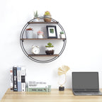 LUVODI 3 Tiers Round Wall Mounted Floating Shelf Wood Rustic for Bathroom Bedroom Living Room Decor