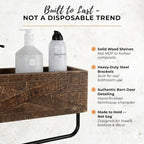 Autumn Alley Rustic Farmhouse Bathroom Shelves Wall Mounted – Industrial Floating Shelves for Bathroom With Towel Bar – Stunning Inlaid Wood Design, Above Toilet Shelves Rustic Towel Rack