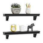 Danya B. Decorative 24" Floating Wall Décor Display Ledge Shelves – (Set of 2) - Black