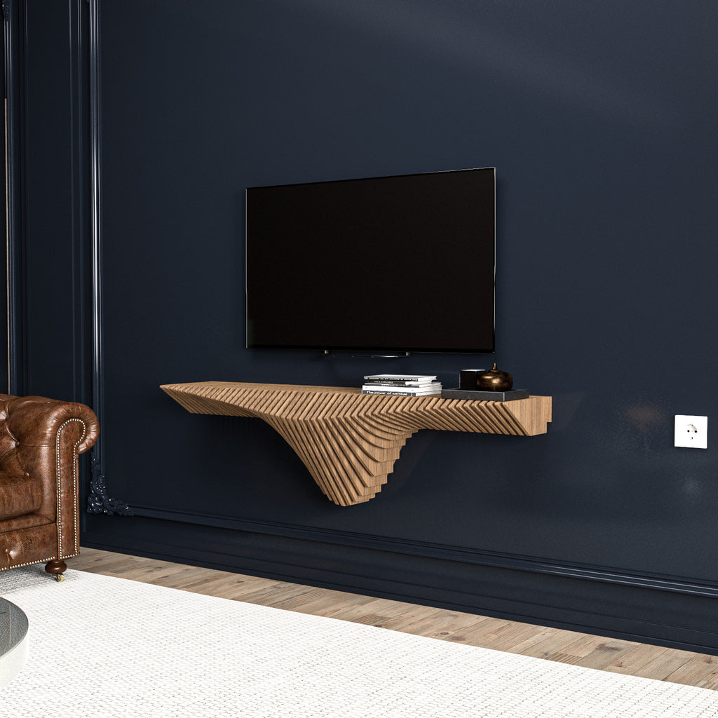 Batamex Parametric 50" Floating Shelf Modern Geometric 3D Wavy Wooden Wall Piece