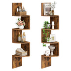 HOOBRO Corner Shelf Wall-Mounted, Set of 2 Floating Corner Shelves for Wall, 4-Tier Corner Bookshelves for Living Room, Bedroom, Bathroom, Home Office, Rustic Brown BF25BJP201