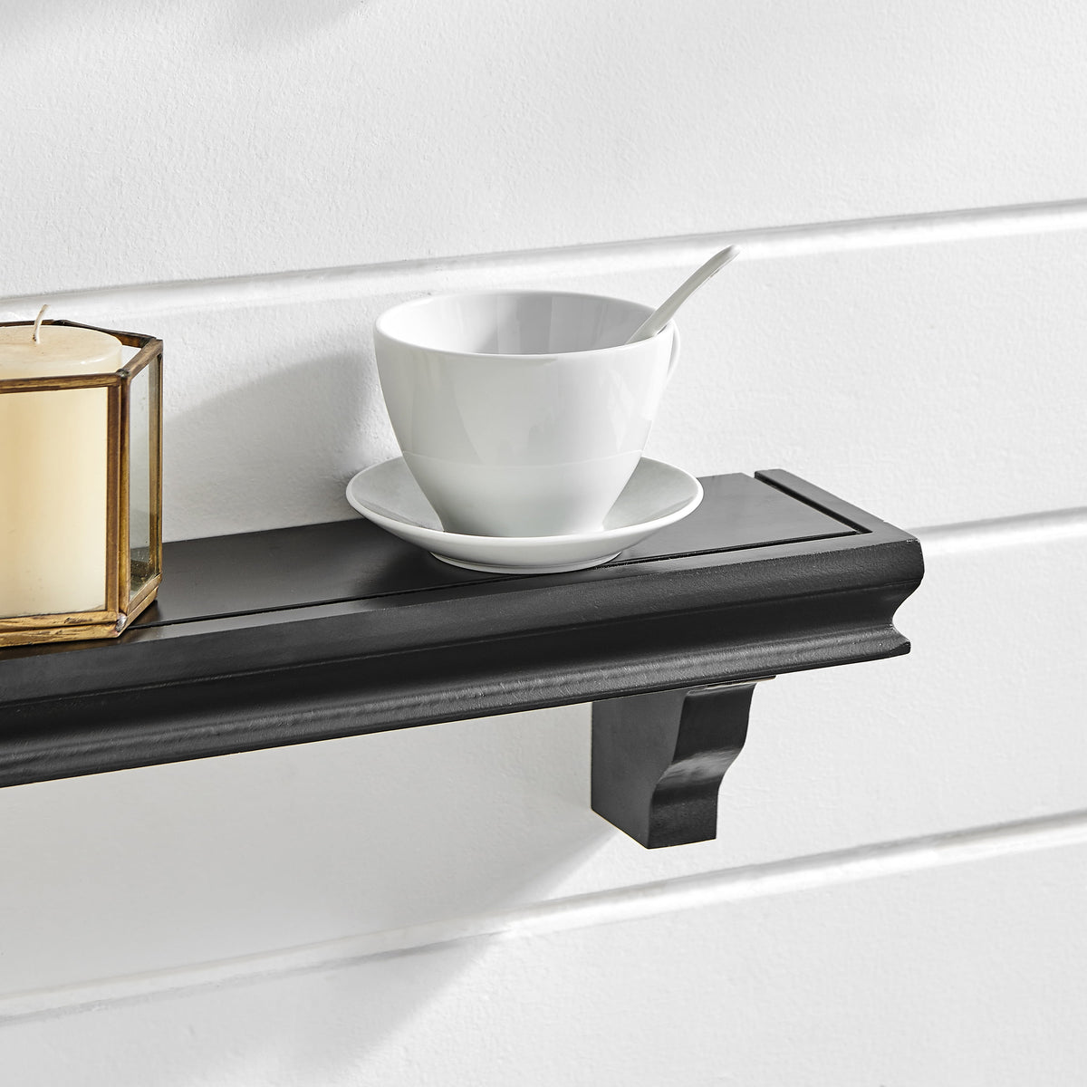 Danya B. Decorative 24" Floating Wall Décor Display Ledge Shelves – (Set of 2) - Black