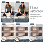 Kaboon 24" Floating Cube Shelves, Set of 2, Wall Mount Decorative Hanging Shelves, Dark Walnut