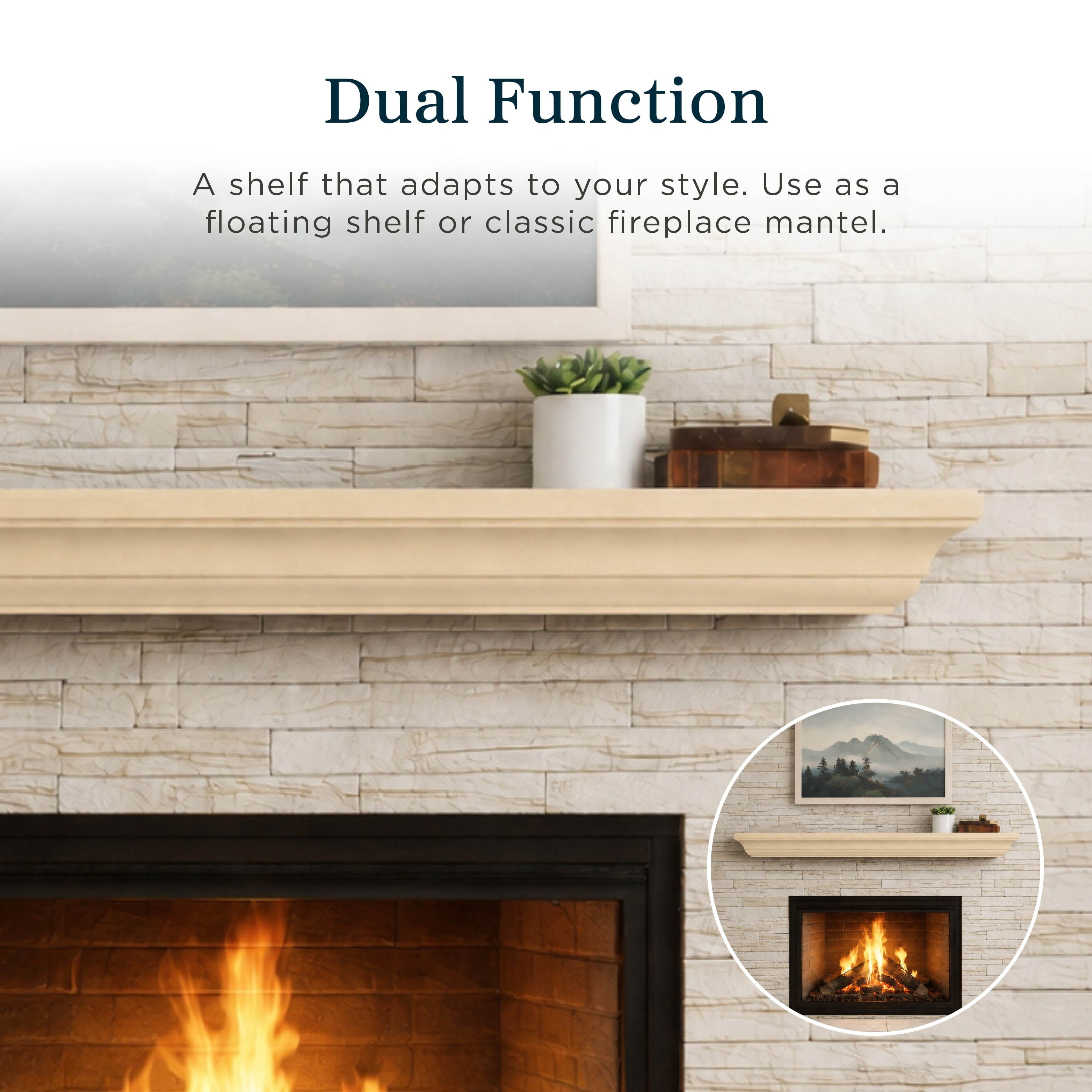 Mantels Direct Colton 60" Floating Wood Fireplace Mantel Shelf - Unfinished