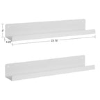 Kate and Laurel Mezzo Modern Metal Floating Shelves, Set of 2, 24, White, Photo Display Ledge
