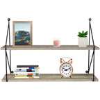 Sorbus Floating Shelf with Metal Brackets, 24"L x 6" W x 16" H Wall Mounted Rustic Wood Wall Storage