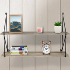 Sorbus Floating Shelf with Metal Brackets, 24"L x 6" W x 16" H Wall Mounted Rustic Wood Wall Storage