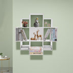 Wall Mounted Book Shelf Modern 3-Tier Floating Shelf Bookcase with 9 Compartments Wall Storage Shelves Floating Cube Shelf for Living Room Decoration Decor (White)