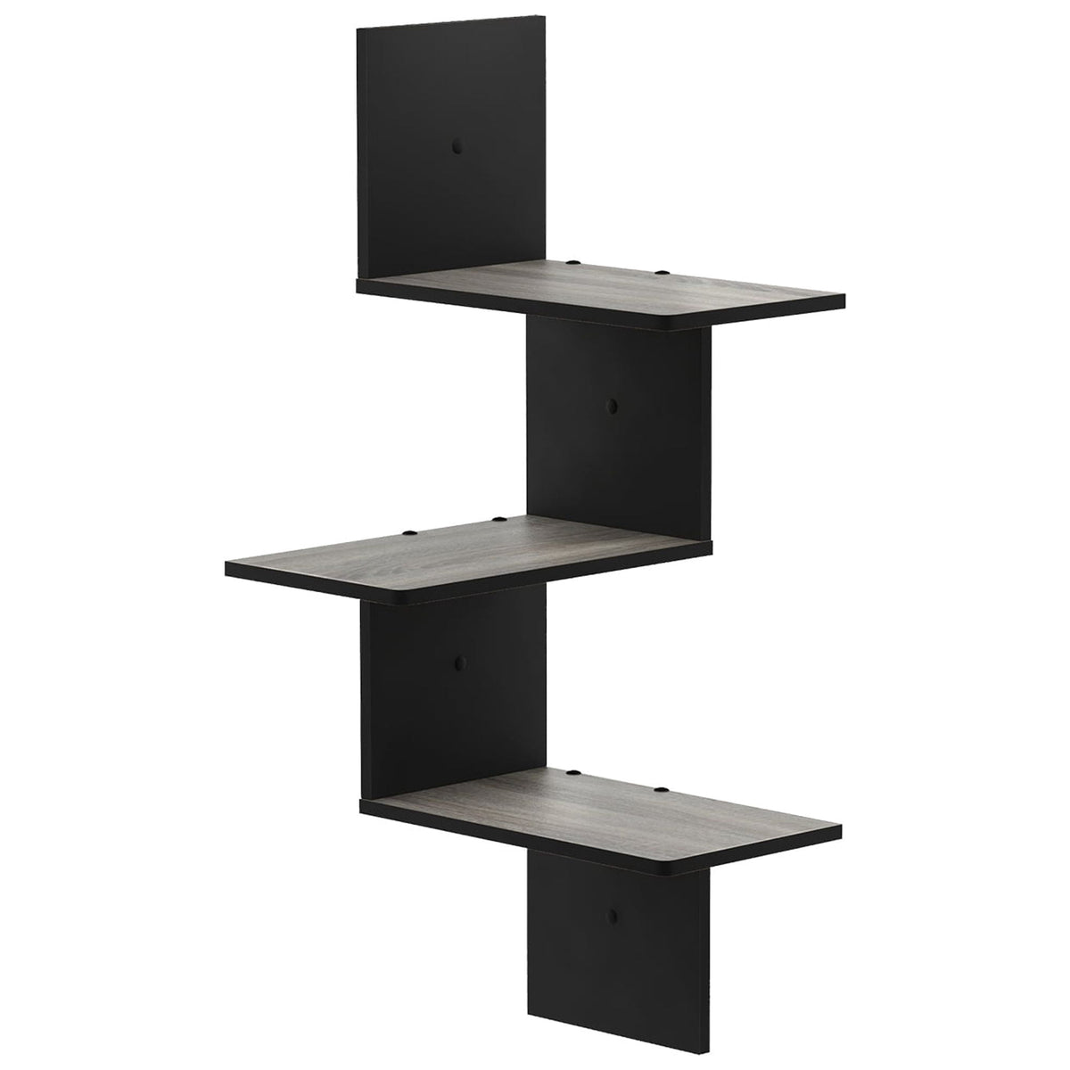 Furinno Rossi Modern 3-Tier Wall Floating Corner Shelf, French Oak Grey/Black