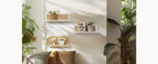 Sumgar Rattan Wall Shelf 16inch Set of 2, Handmade White Floating Shelves Boho Wall Decor, Rustic Wood Cute Wall Mounted Storage Shelves for Living Room Nursery Bedroom