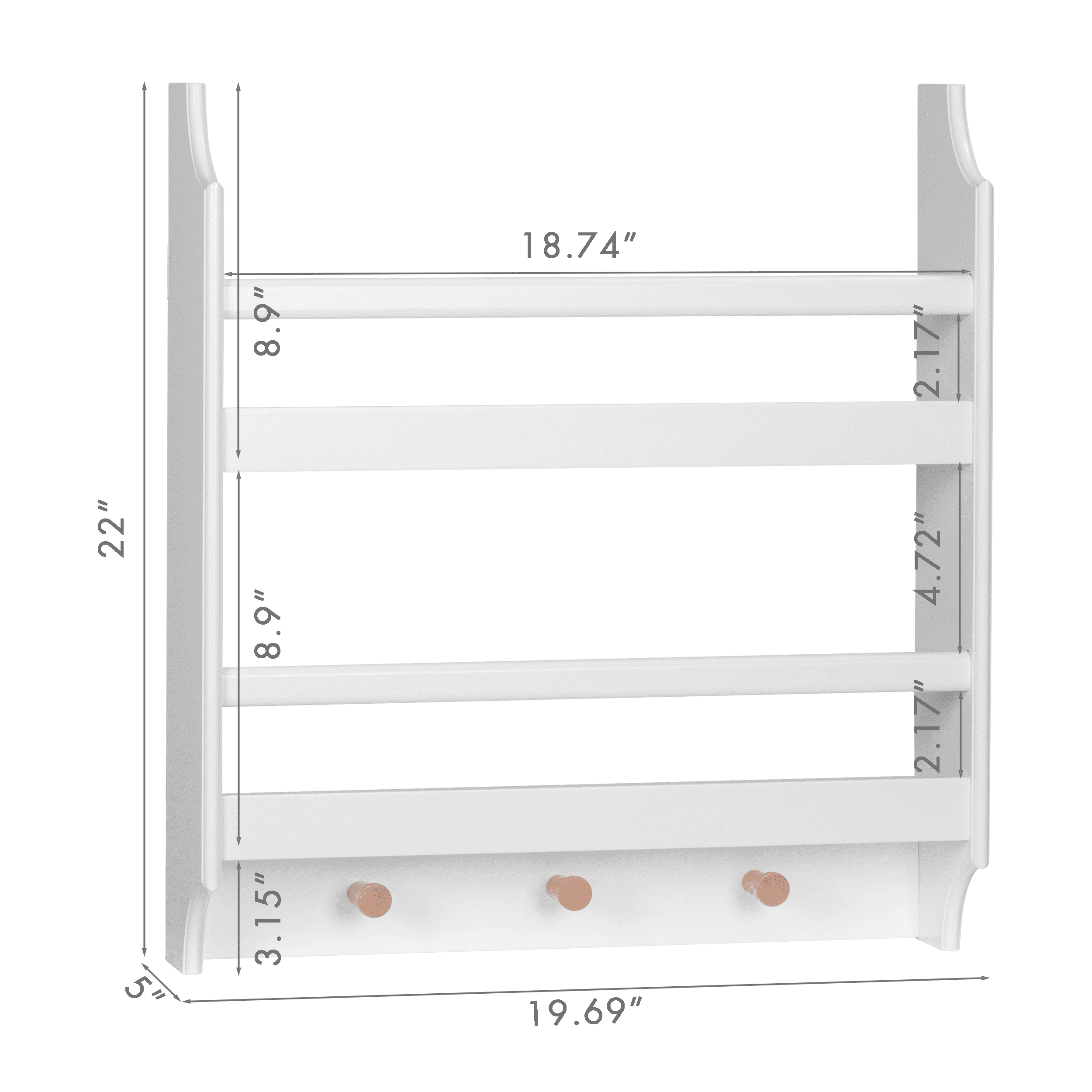 STAROUS 2-Tier Hanging Bookshelves for Wall Decor and Storage Floating Nursery Book Shelves with Hooks, Wall Mounted Baby Book Shelf