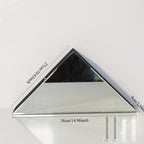 Mirrored Floating Corner Shelf Set of 2 - 14.96" Triangle Silver Mirror Crushed Diamond Wall Shelves for Home Decor, Crystal Diamond Art Deco Display for Living Room, Bedroom - 90°Right Angle Only
