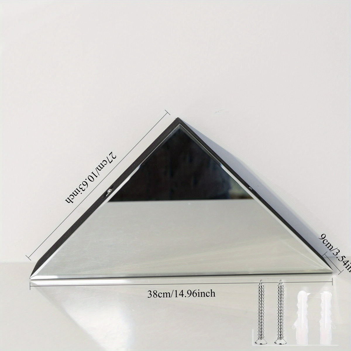 Mirrored Floating Corner Shelf Set of 2 - 14.96" Triangle Silver Mirror Crushed Diamond Wall Shelves for Home Decor, Crystal Diamond Art Deco Display for Living Room, Bedroom - 90°Right Angle Only