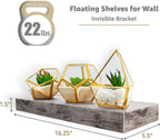 Sorbus 16.25" Gray Rustic Floating Shelves (Set of 3) – Wall Storage for Décor, Frames, Trophies