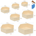 Wooden Hexagon Floating Shelves with Backs, 2 Sets of 7, Unfinished for Crafts and DIY Wall Décor: Modern, Geometric, Rustic, or Honeycomb, by Woodpeckers