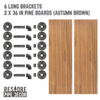 36 in. x 7.5 in. x 6.75 in. Autumn Brown Restore Wood Wall Shelving with Industrial Steel Pipe L- Brackets