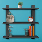 Sorbus 3 Tier Floating Shelves, for Photos, Decorative Items, and Much More - (Black) Medium Density Fiberboard, Wood
