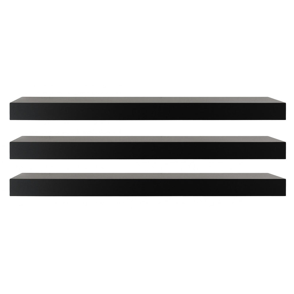 KG Stockholm Maine Floating Wall Shelf - Black, 24", Pack of 3